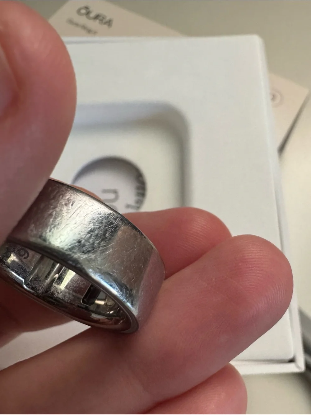 Oura Ring Case and Packaging in Silver Gray